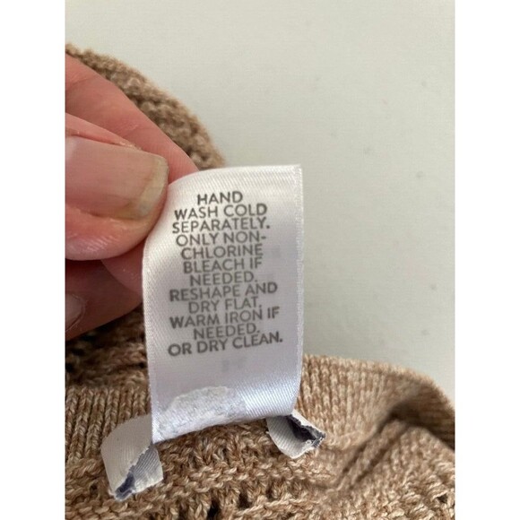 J Jill Sweater One Size Small to Large Brown Open Stitch Knit Pullover Poncho - Picture 6 of 7